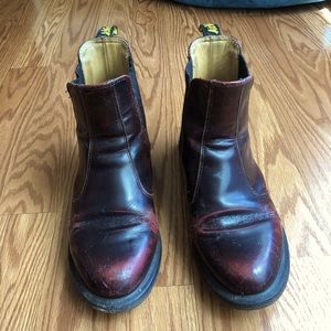 Burgundy Dr Martens Chelsea boots, size 8